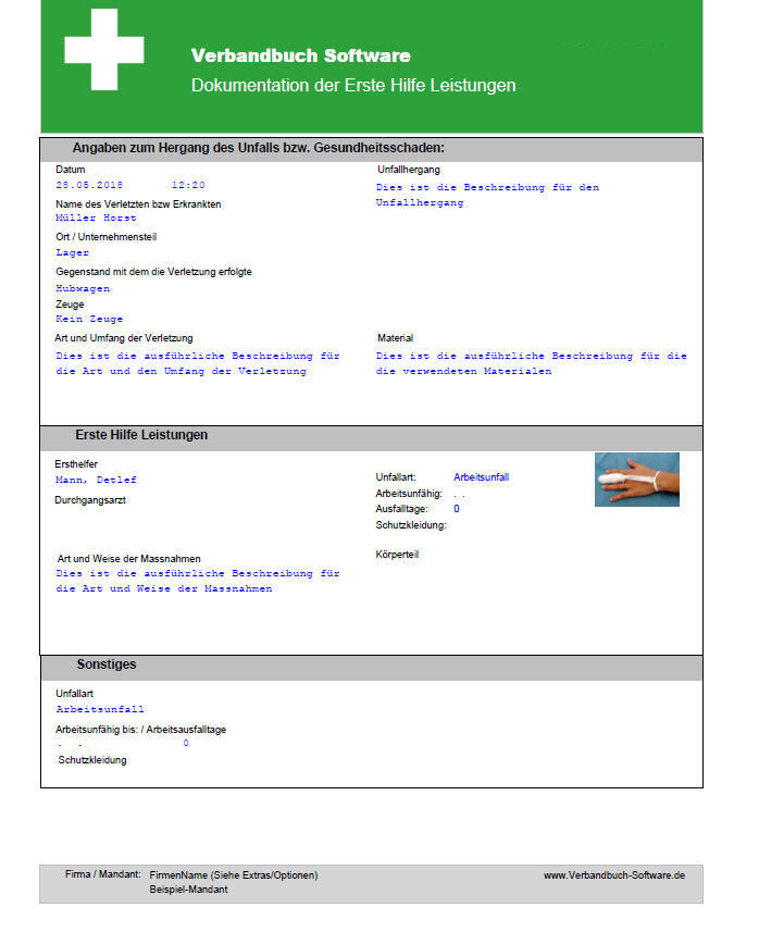 Verbandbuchssoftware: elektronisches Verbandbuch gemäß der  Berufsgenossenschaft. DSGVO konform. Gesetzliche Vorgaben einhalten